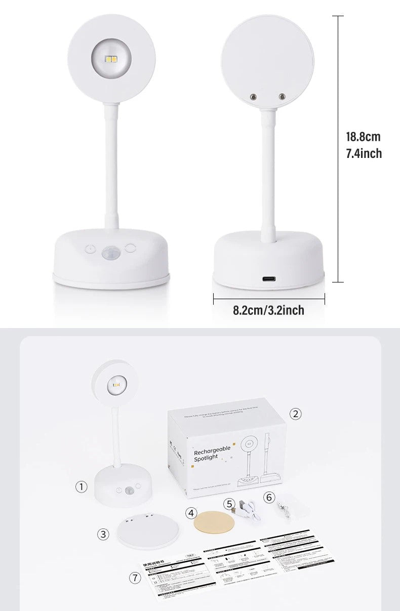 Spotlight vägglampa med rörelsesensor Dimbar nattlampa med USB-laddning för sovrum, gångväg, skåp, garderob